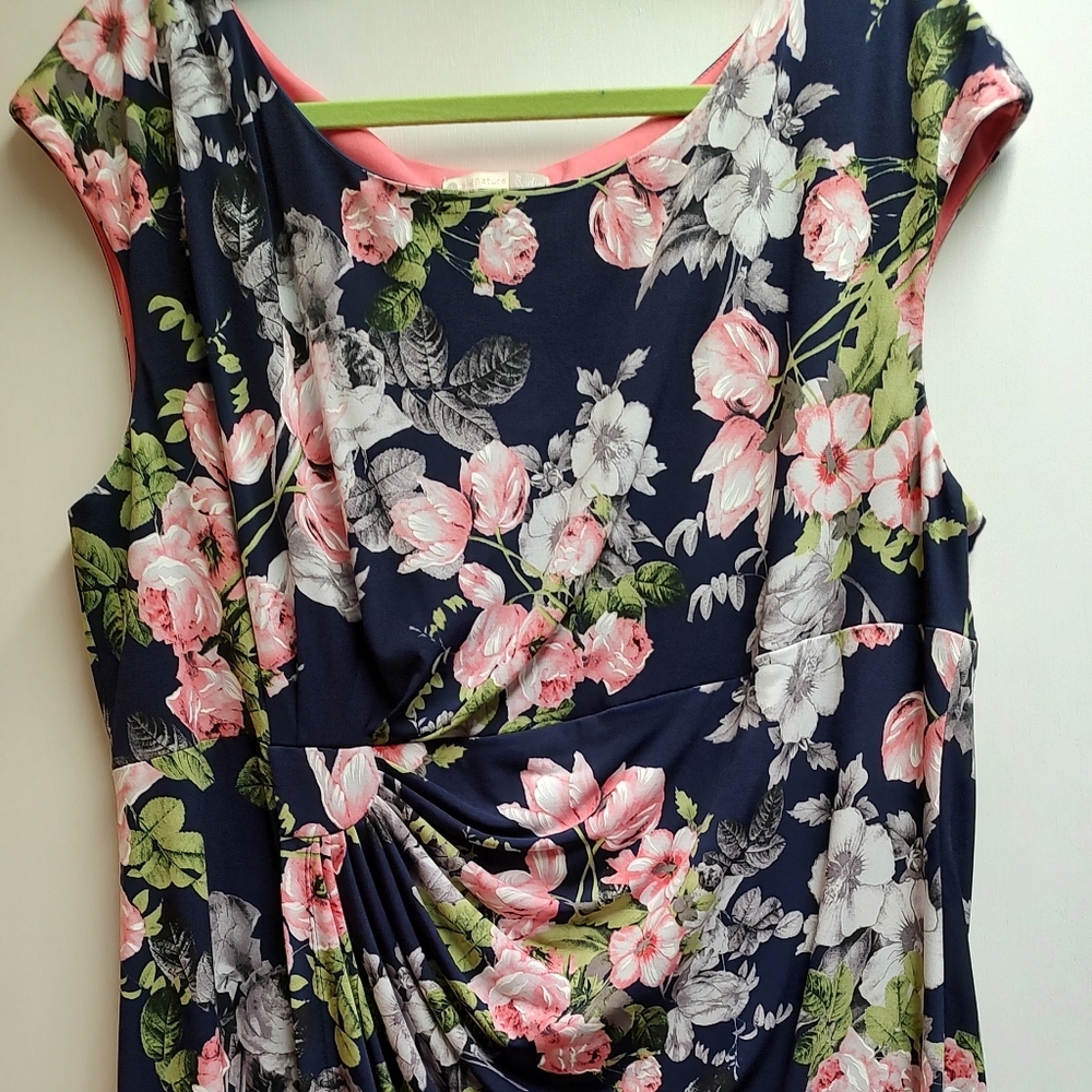 Beautiful Navy Floral Sheath Dress
